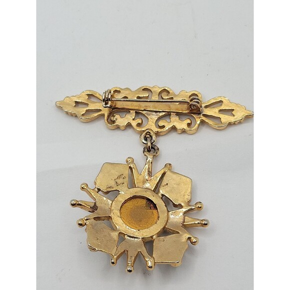 Vintage Brooch Maltese Cross Royal Gold Tone  Open Work Medieval Pin Unsigned - Picture 2 of 6